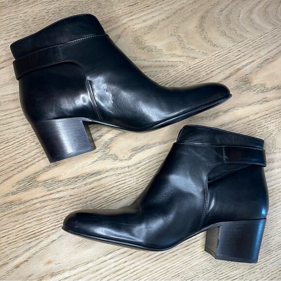 Vince. Harriet Black Leather Ankle Boots Block Heel Women’s Size 6 Made In Italy - Picture 6 of 9